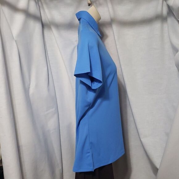 Lady Hagen. NWT. Blue, 4 Button Shirt; Short Sleeve; Point Collar. SZ XL - Picture 3 of 15